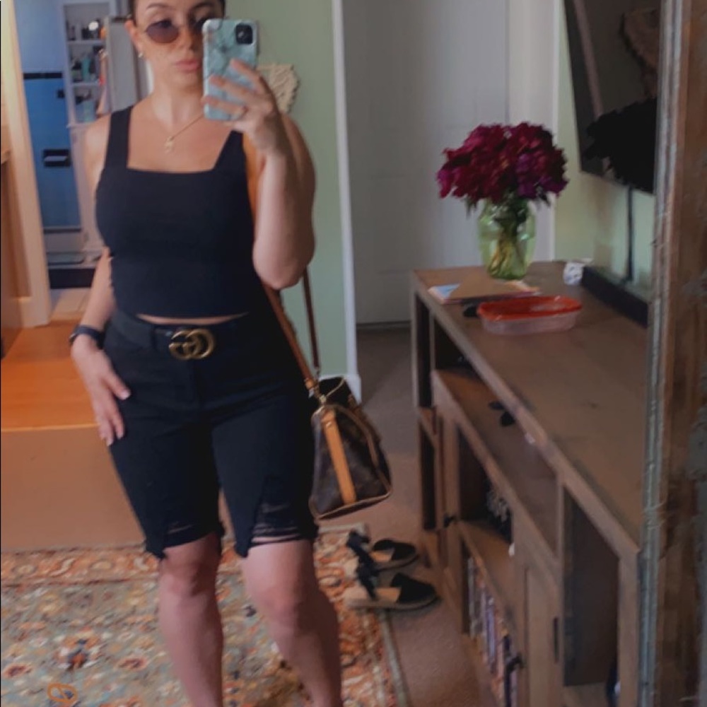 Black Jean Biker Short